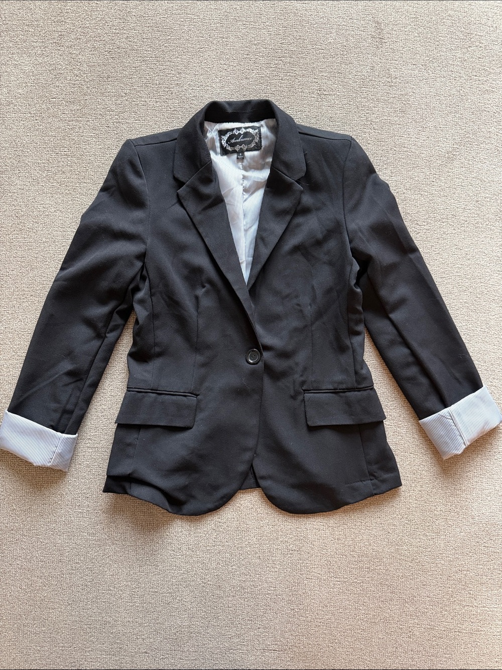Women's Black Single-Button Tailored Blazer